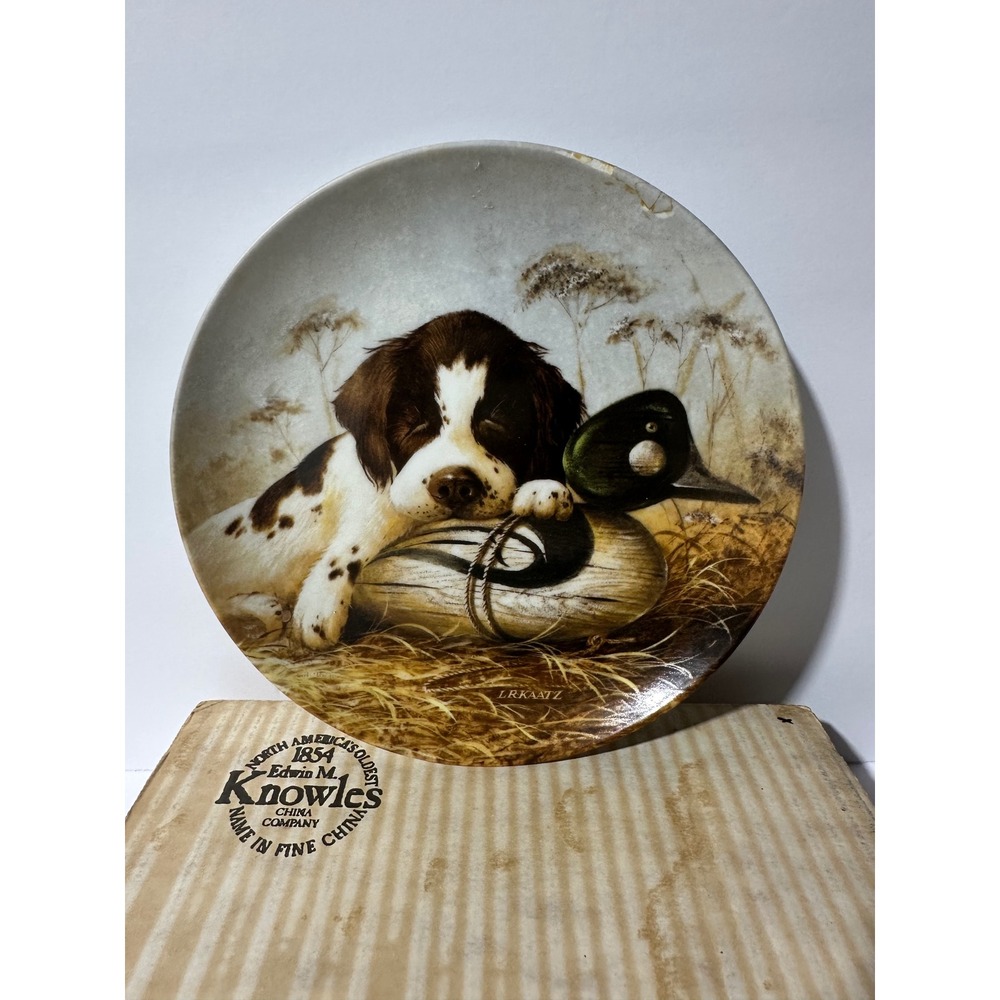 1987 Knowles Dog Tired Springer Spaniel Plate L.R.Katz Limited Edition